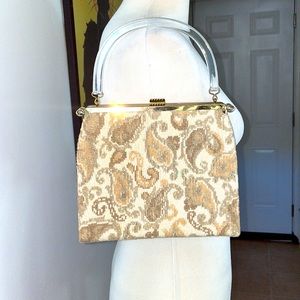 Vintage Beige Paisley Tapestry Top Handle Bag 😘